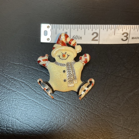 Festive Snowman Brooch with Red and Silver pin brooch - Picture 4 of 5
